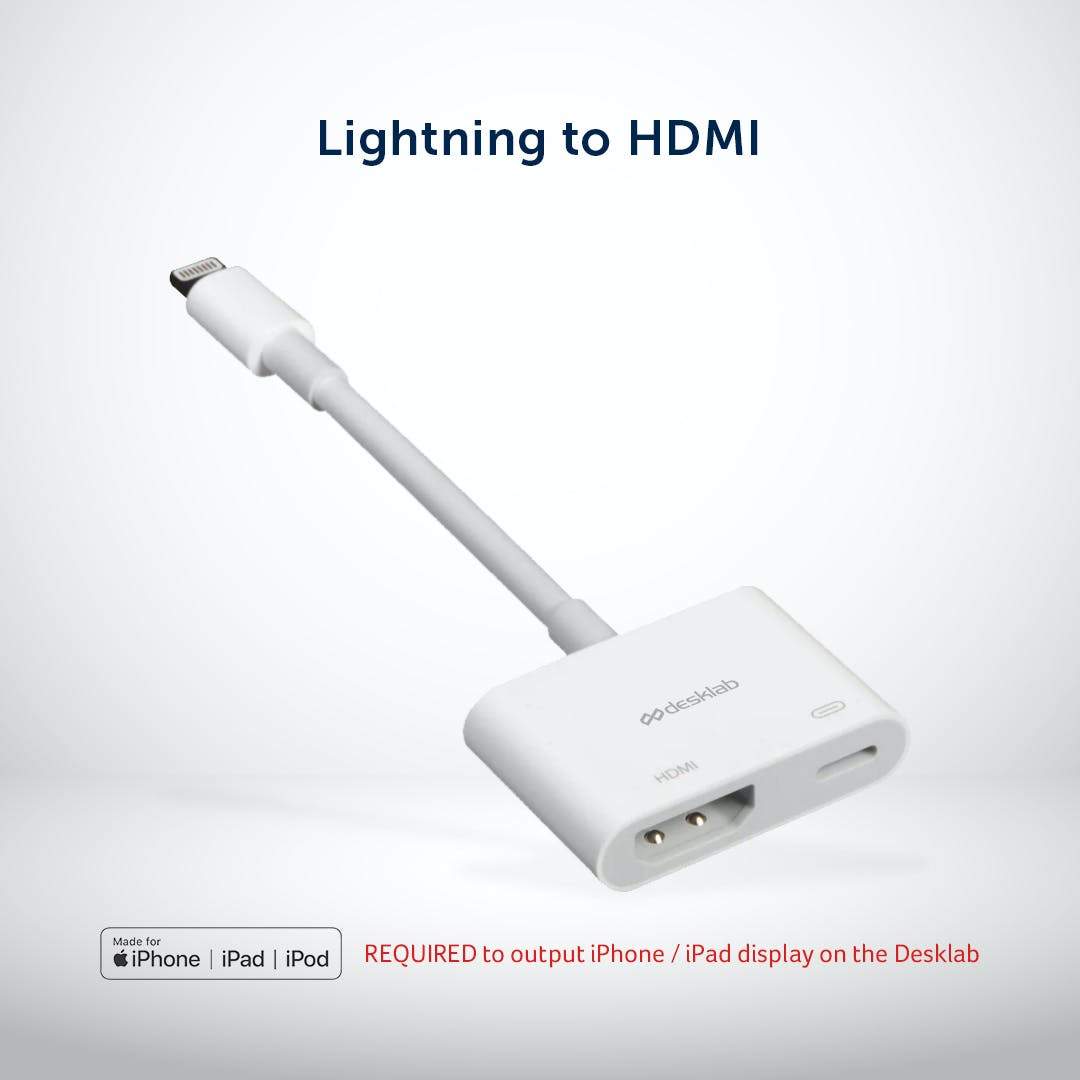 Hotellet nær ved Ligegyldighed Apple MFi Certified iPhone / iPad Lightning to HDMI Adapter [REQUIRED –  Desklab Monitor